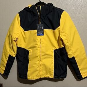 AEROPOSTALE yellow and black3 in 1 jacket size Small
